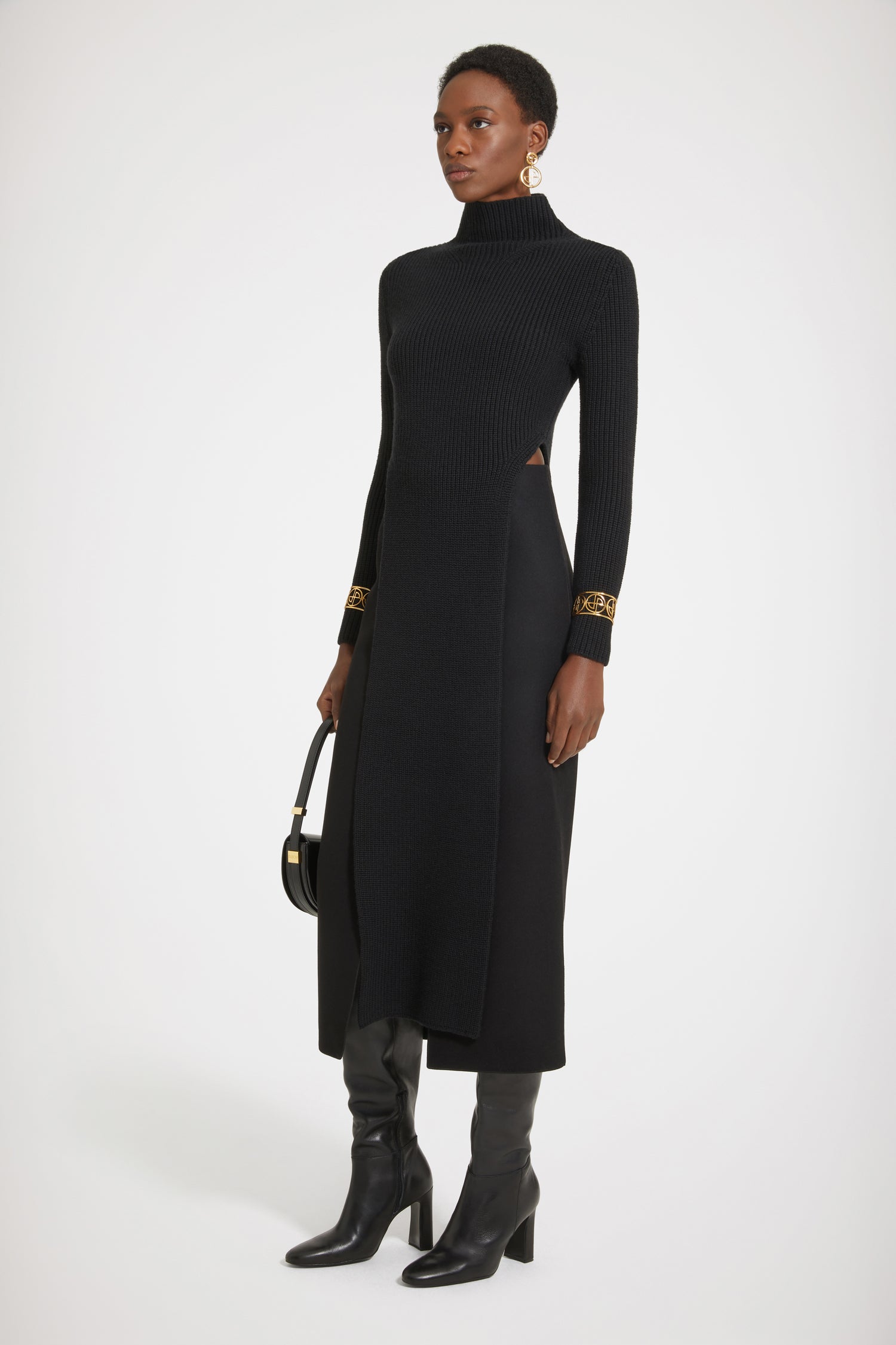 Patou H23KN1378040999B pull noir laine côtelée