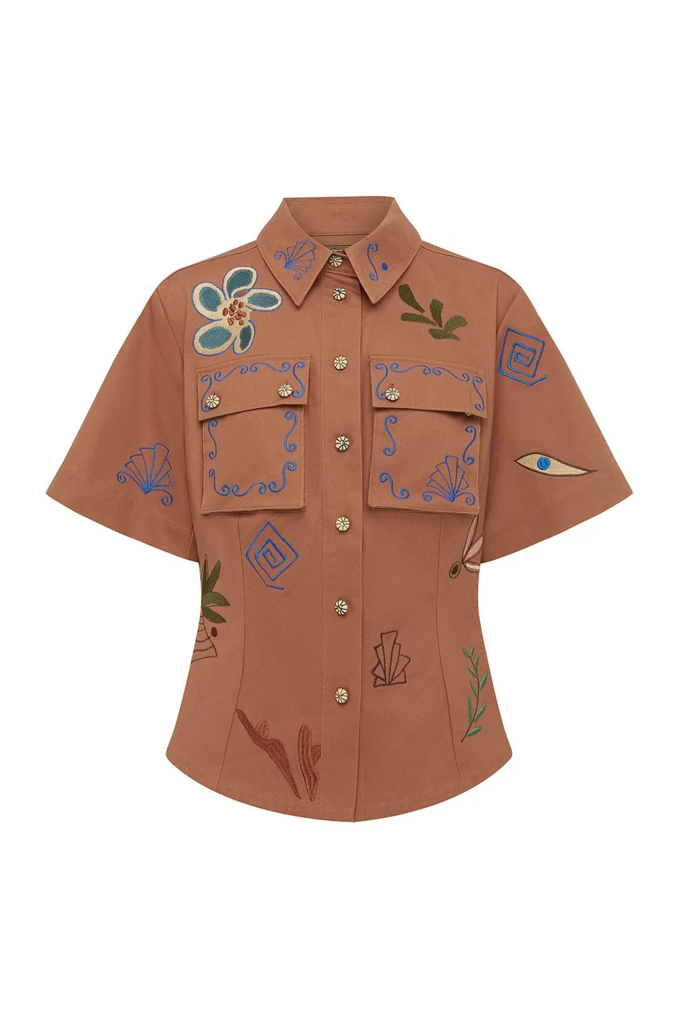 Alemäis Dusty Embroidered Fitted Shirt chemise coton taille 8