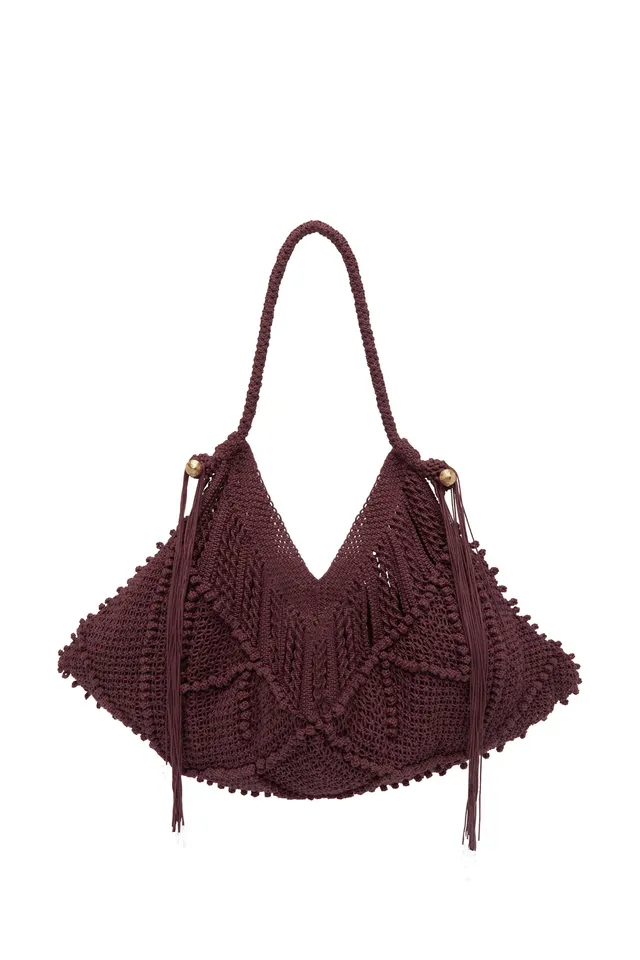 Alemäis Macrame Maxi Crescent Tote sac coton taille unique