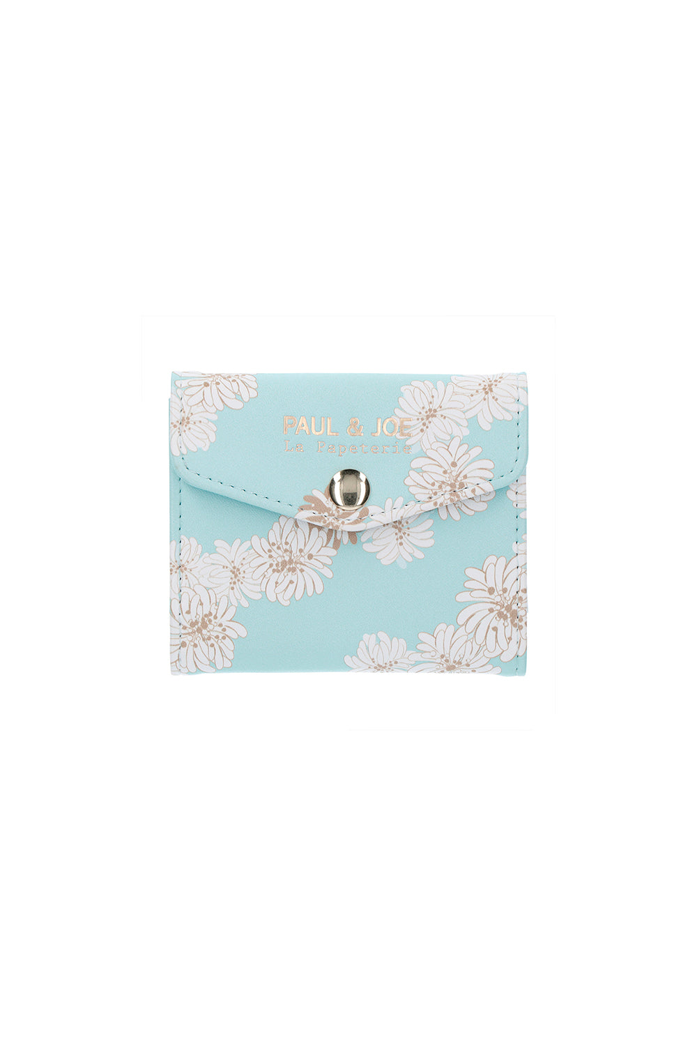 Paul & Joe porte-cartes bleu fleuri chrysanthèmes ciel