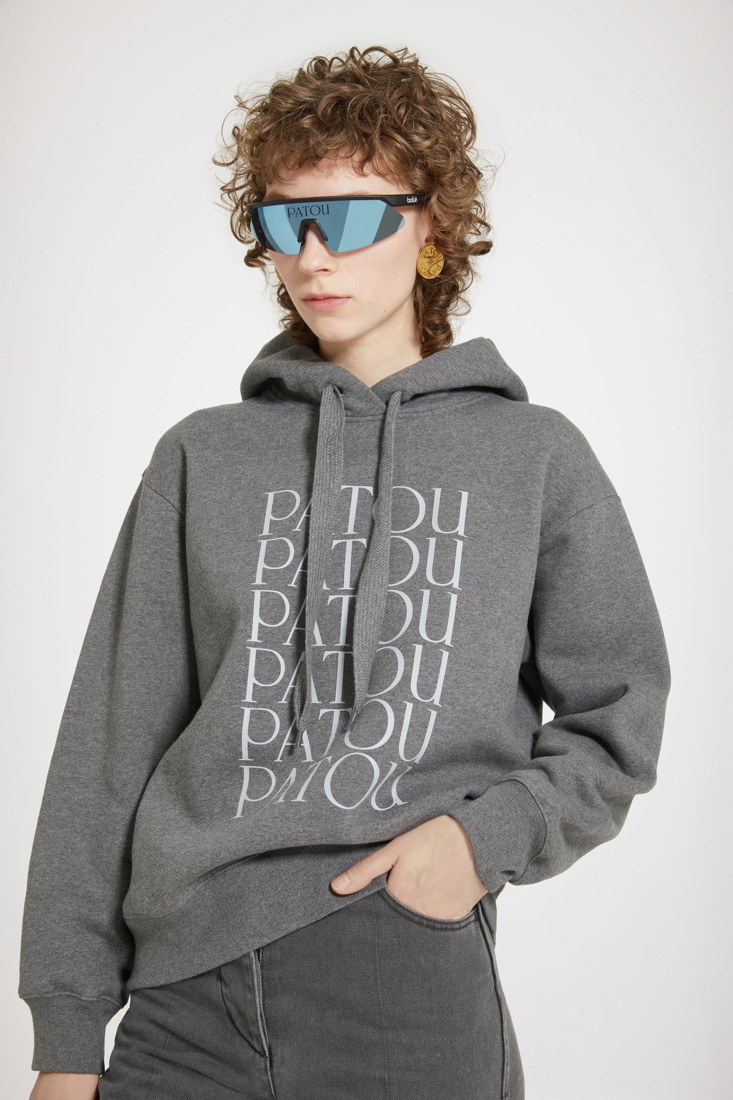 Patou JE093 sweat capuche gris taille M molleton bio