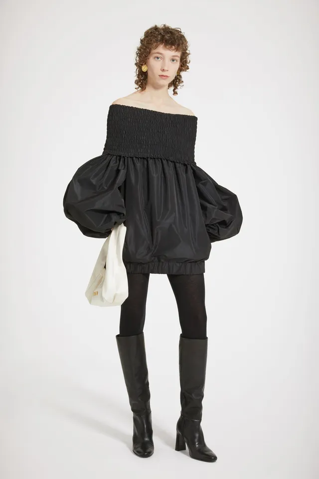 Patou DR127 robe noire faille épaules dénudées femme