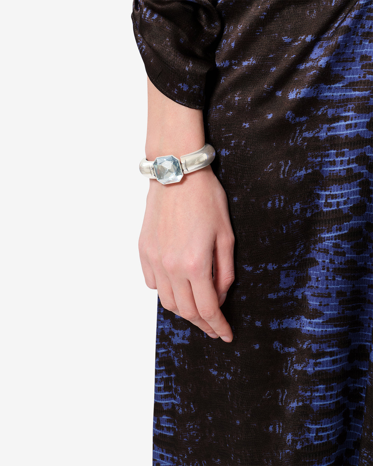 Isabel Marant Luce bracelet manchette gris cabochon bleu