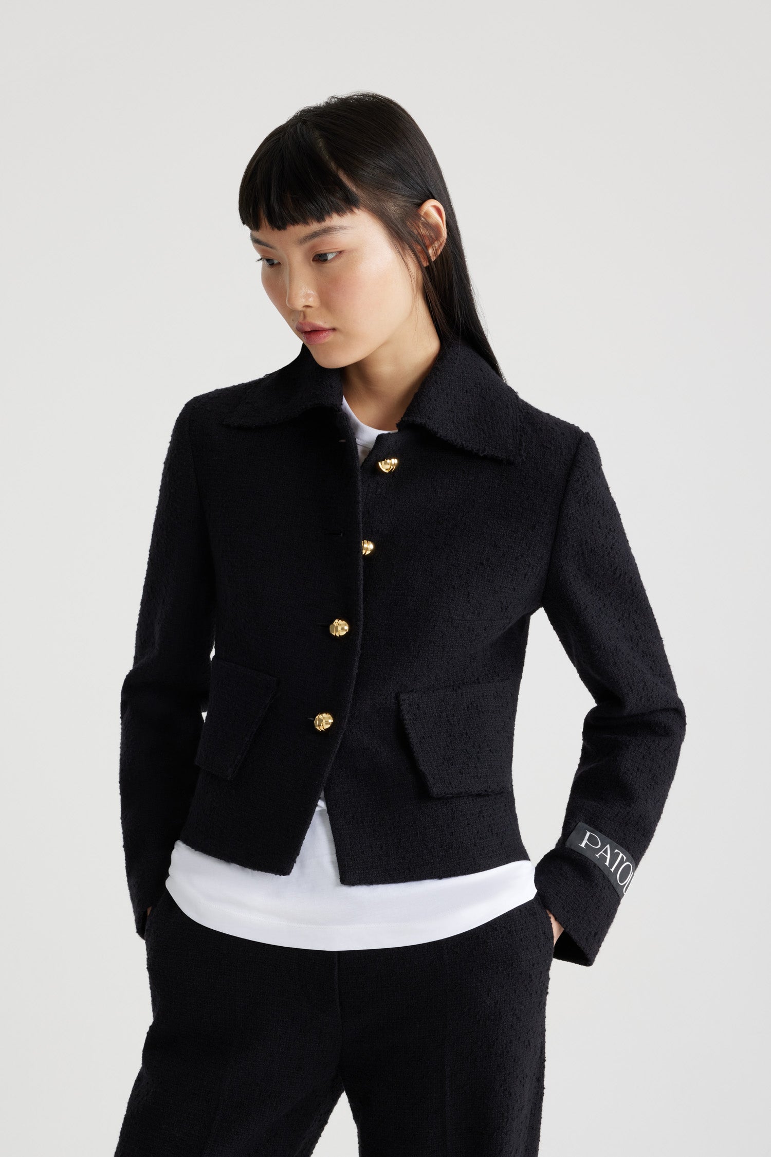 Patou Iconic veste tweed laine noire 34-44