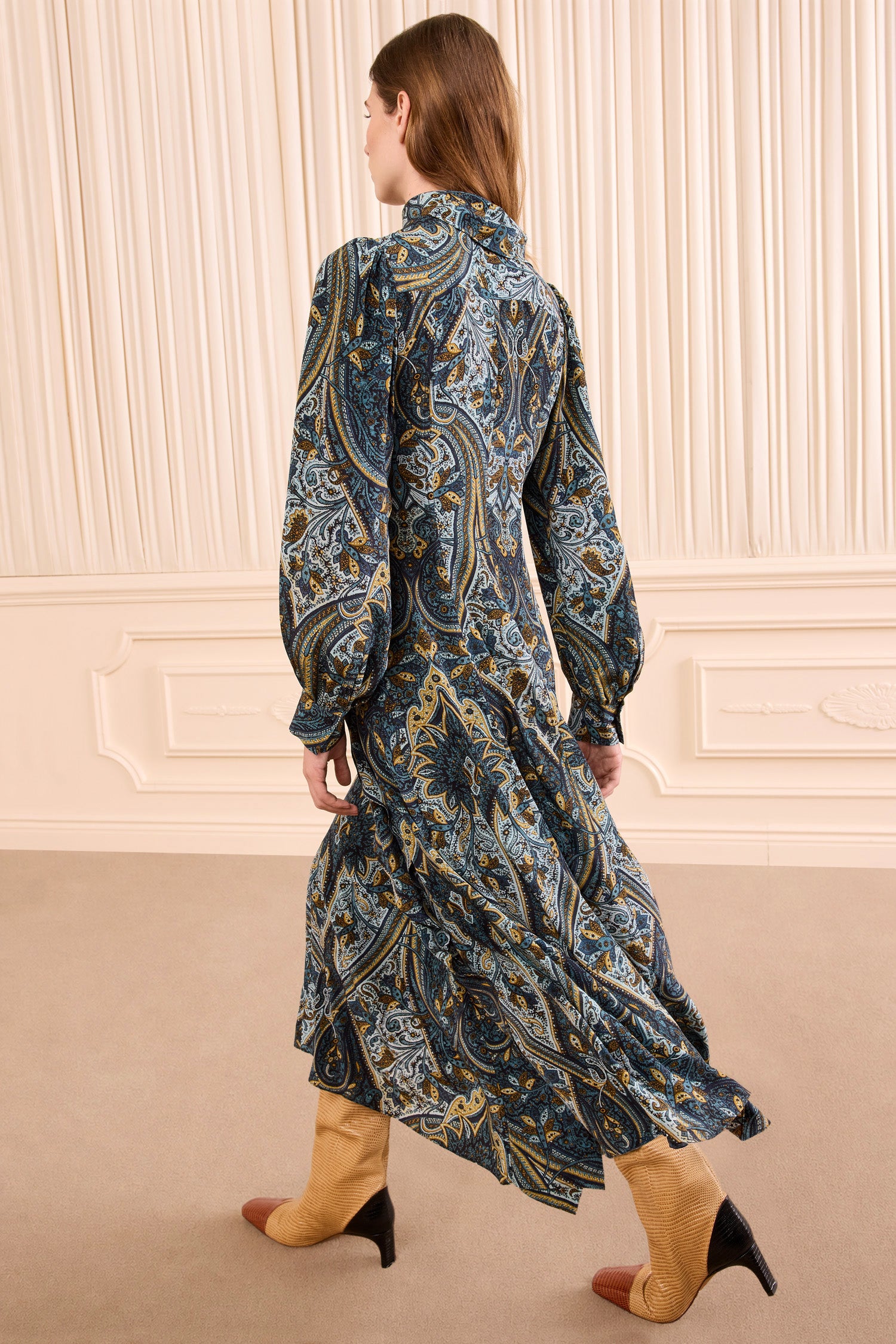 Ulla Johnson Sabrina FA260142 robe midi Prussian bleue soie