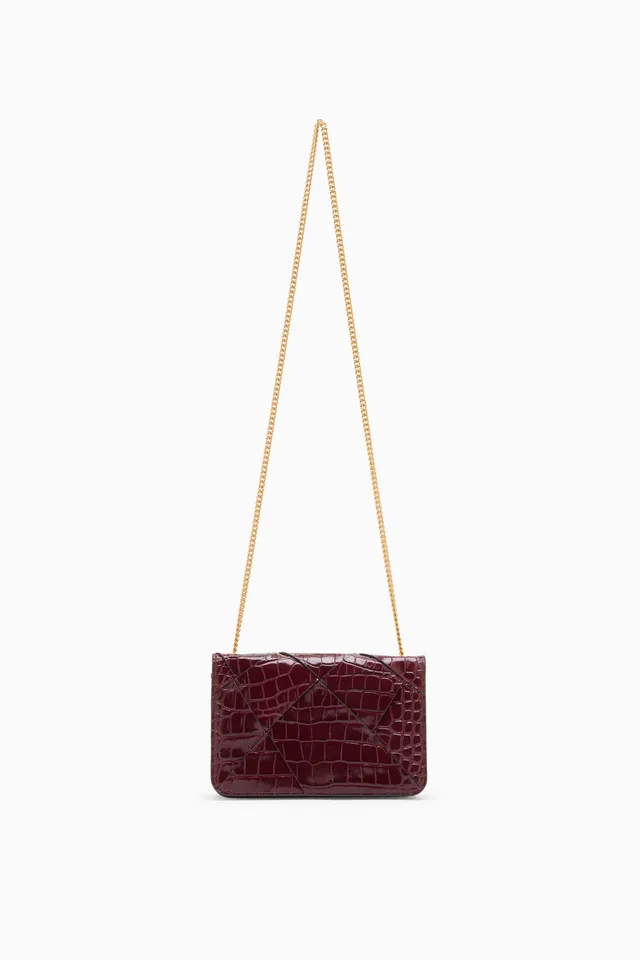 Ulla Johnson Charlotte Sac flap chaîne Bordeaux croco