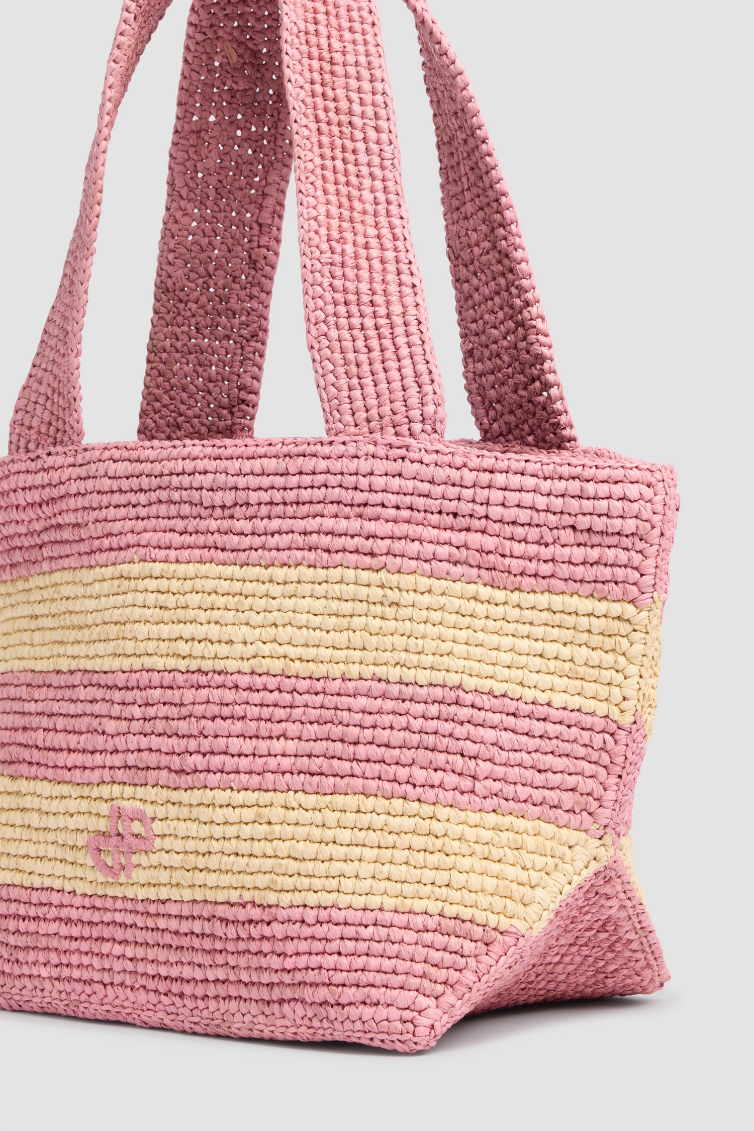 Patou AC134 tote raphia rayé Bougainvillea TU