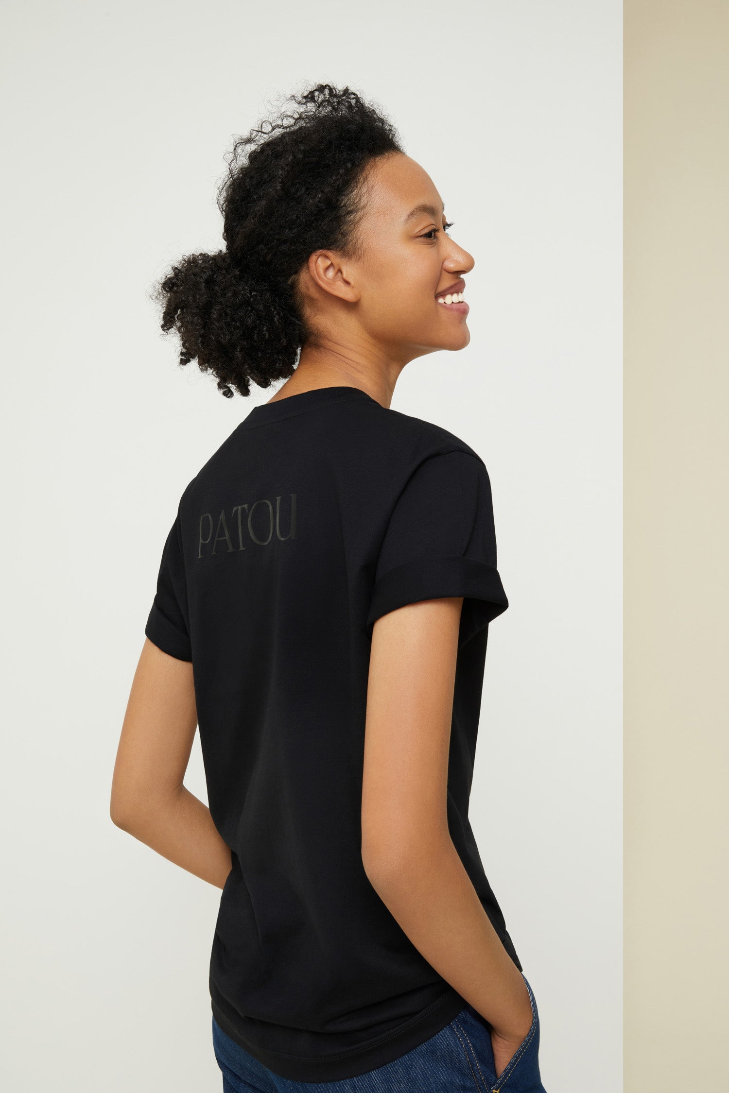 Patou JE009 t-shirt coton bio noir à perles