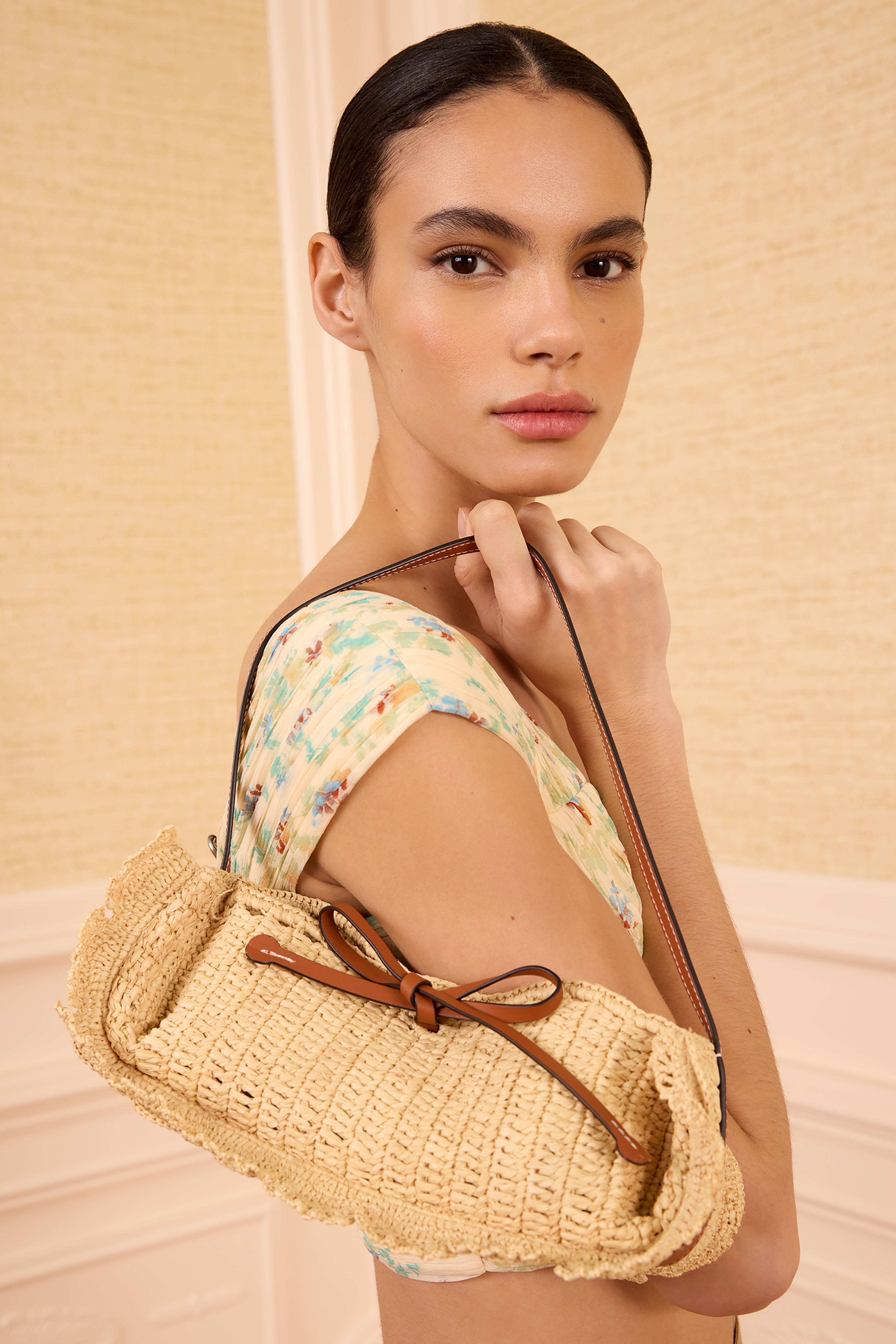 Ulla Johnson Marina PF261194 pochette raphia Natural taille unique