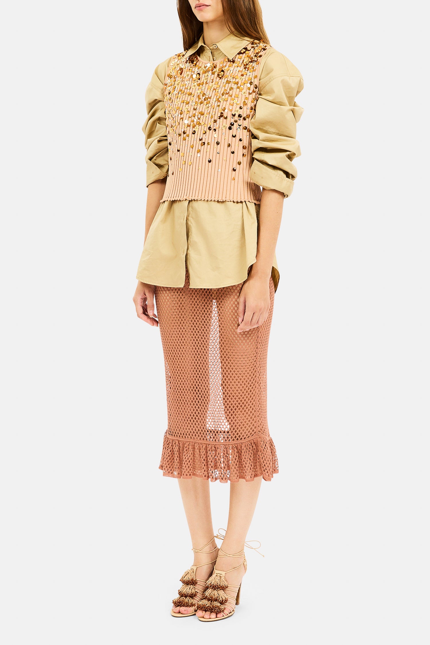 Ulla Johnson Aurelie Knit Tank débardeur Golden Meadow sequins