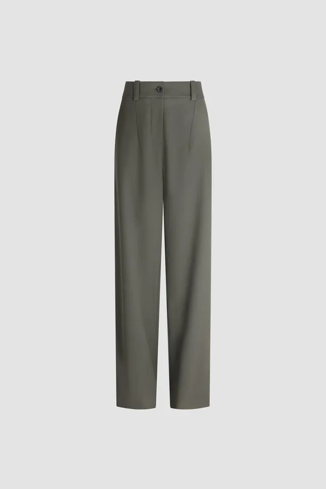 Patou H26TR071 pantalon boyfriend laine vert
