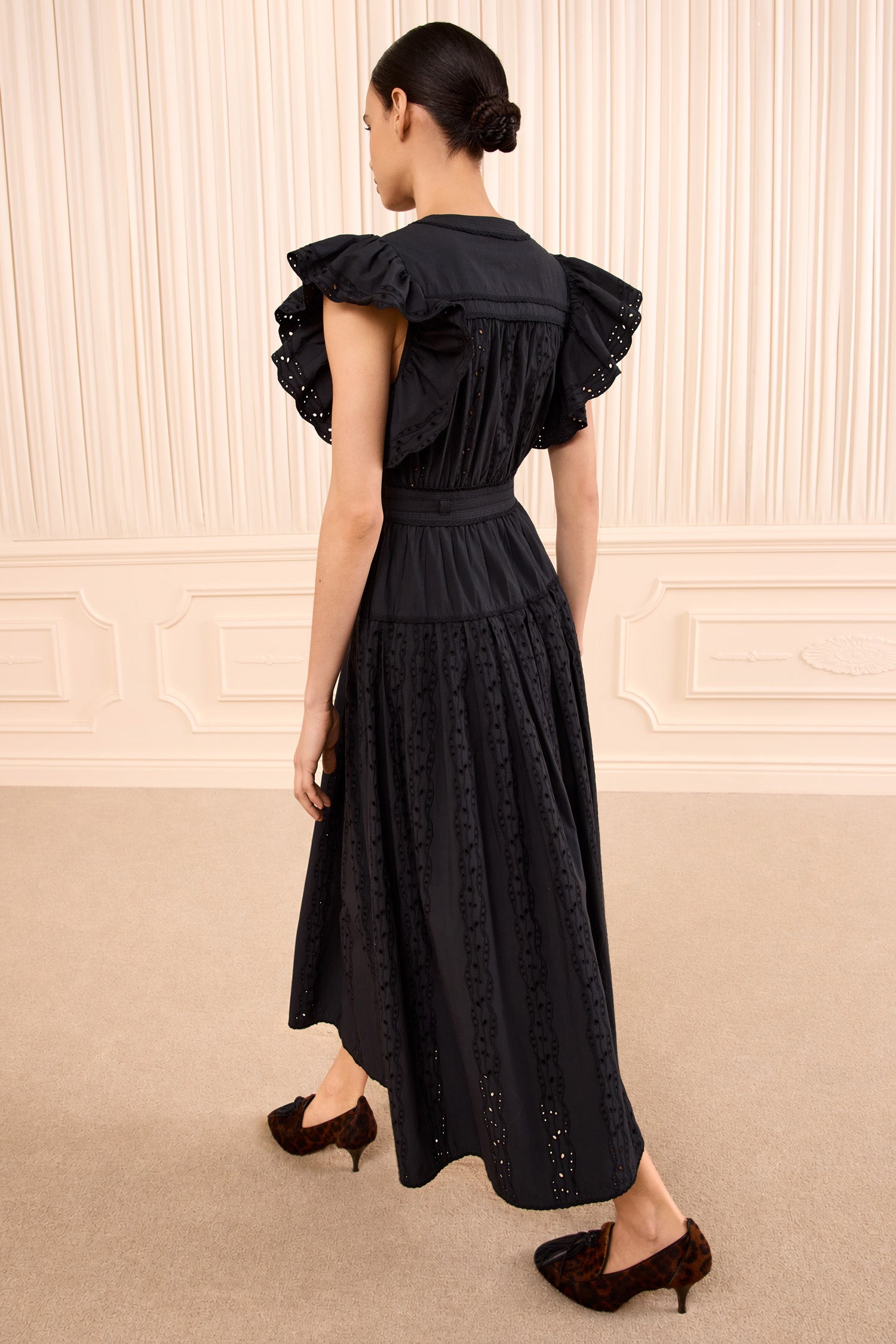 Ulla Johnson Dani robe coton noire midi