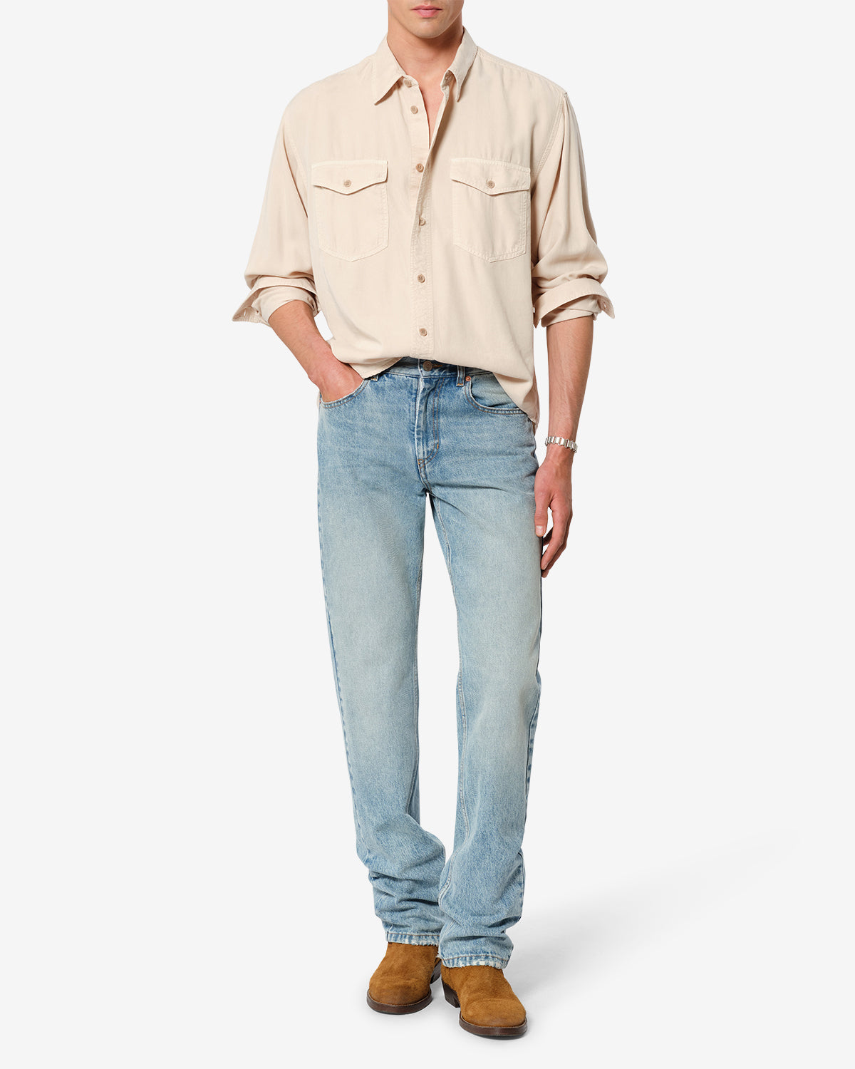 Isabel Marant Saul chemise écru coupe droite manches longues