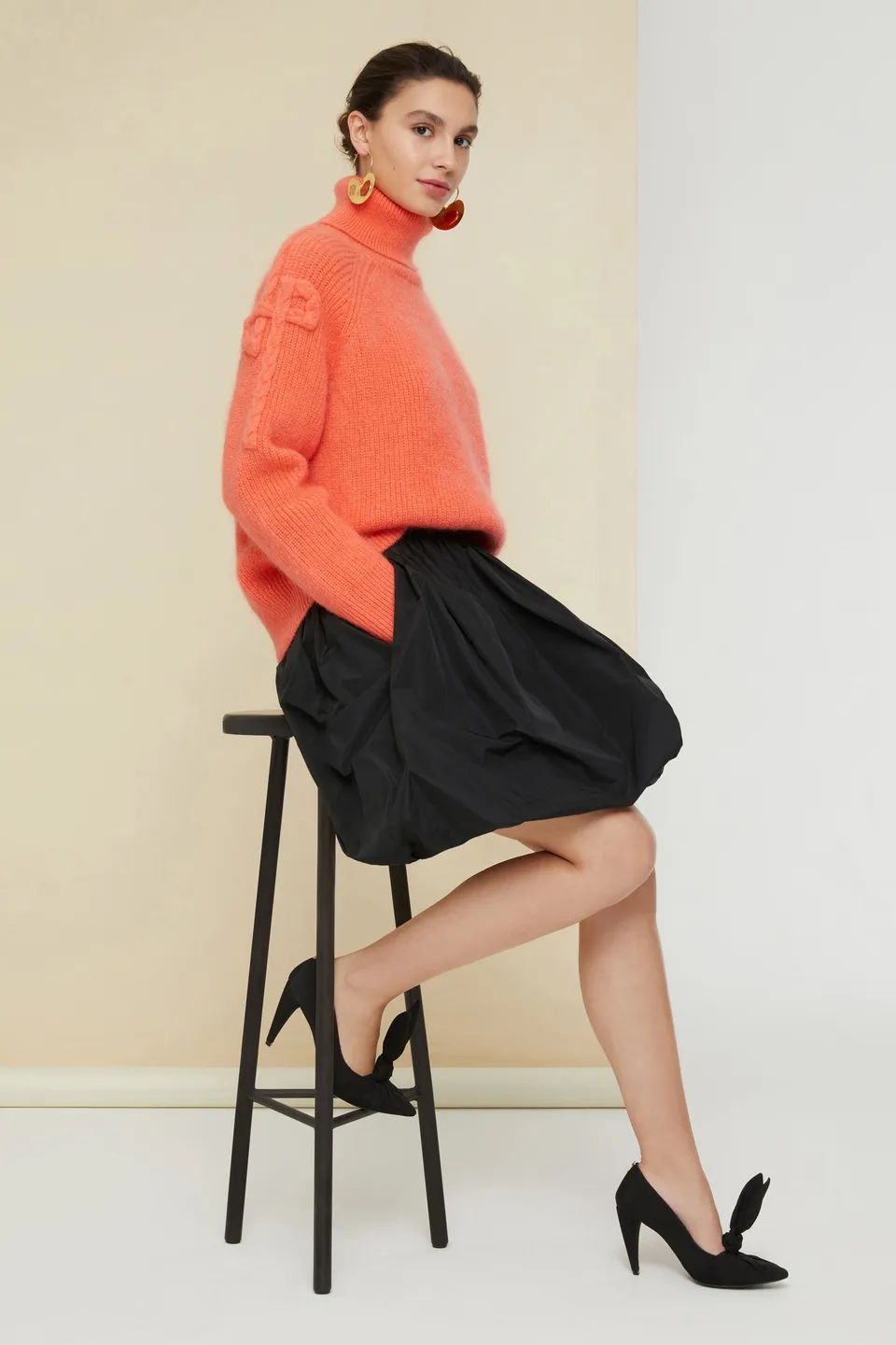 Patou Knitwear pull col roulé KN034 Coral mohair