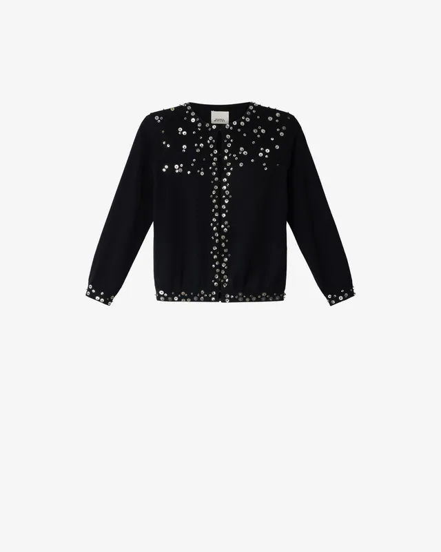 Isabel Marant Amaria cardigan soie noir sequins