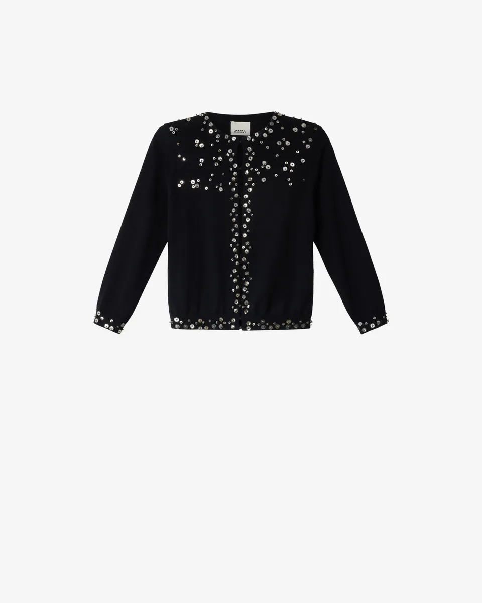 Isabel Marant Amaria cardigan soie noir sequins
