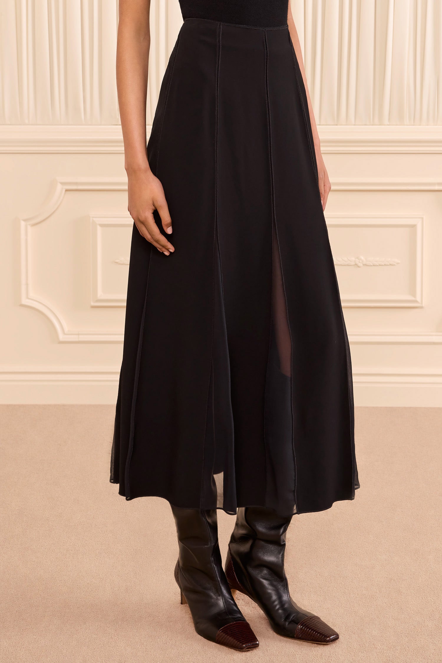 Ulla Johnson Elia jupe midi Noir plissée viscose