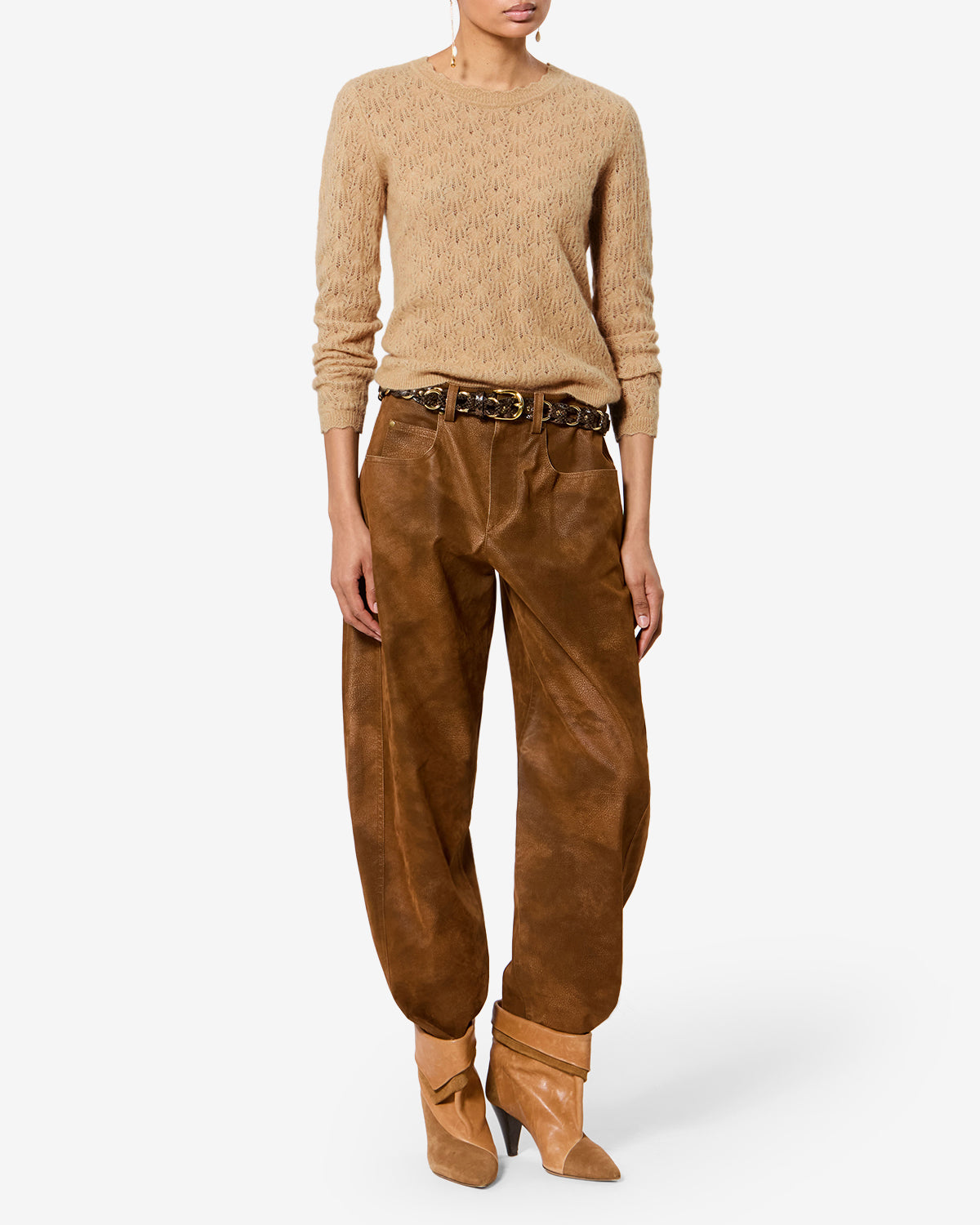 Isabel Marant Obeline pull alpaga ajouré camel