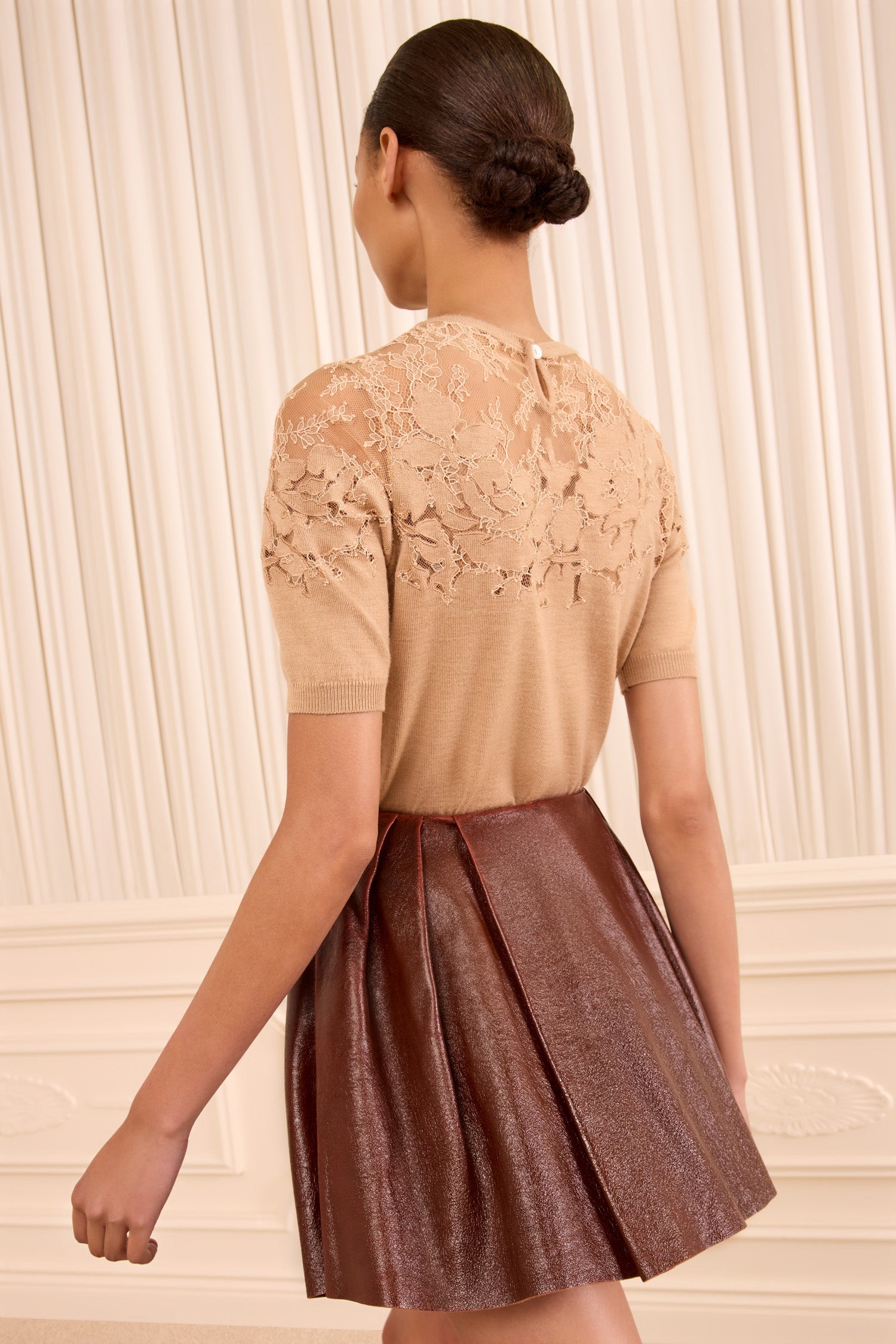 Ulla Johnson Sophie mini jupe cuir Cognac