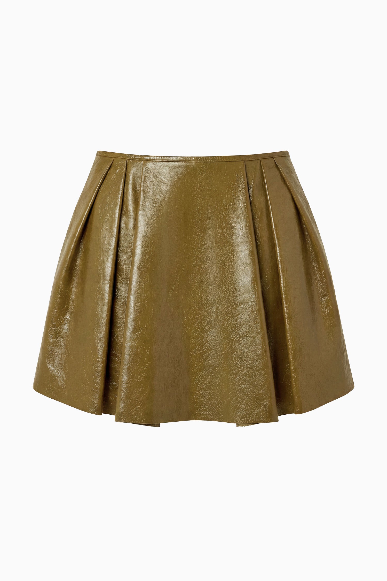 Ulla Johnson Sophie mini jupe cuir vert plissée