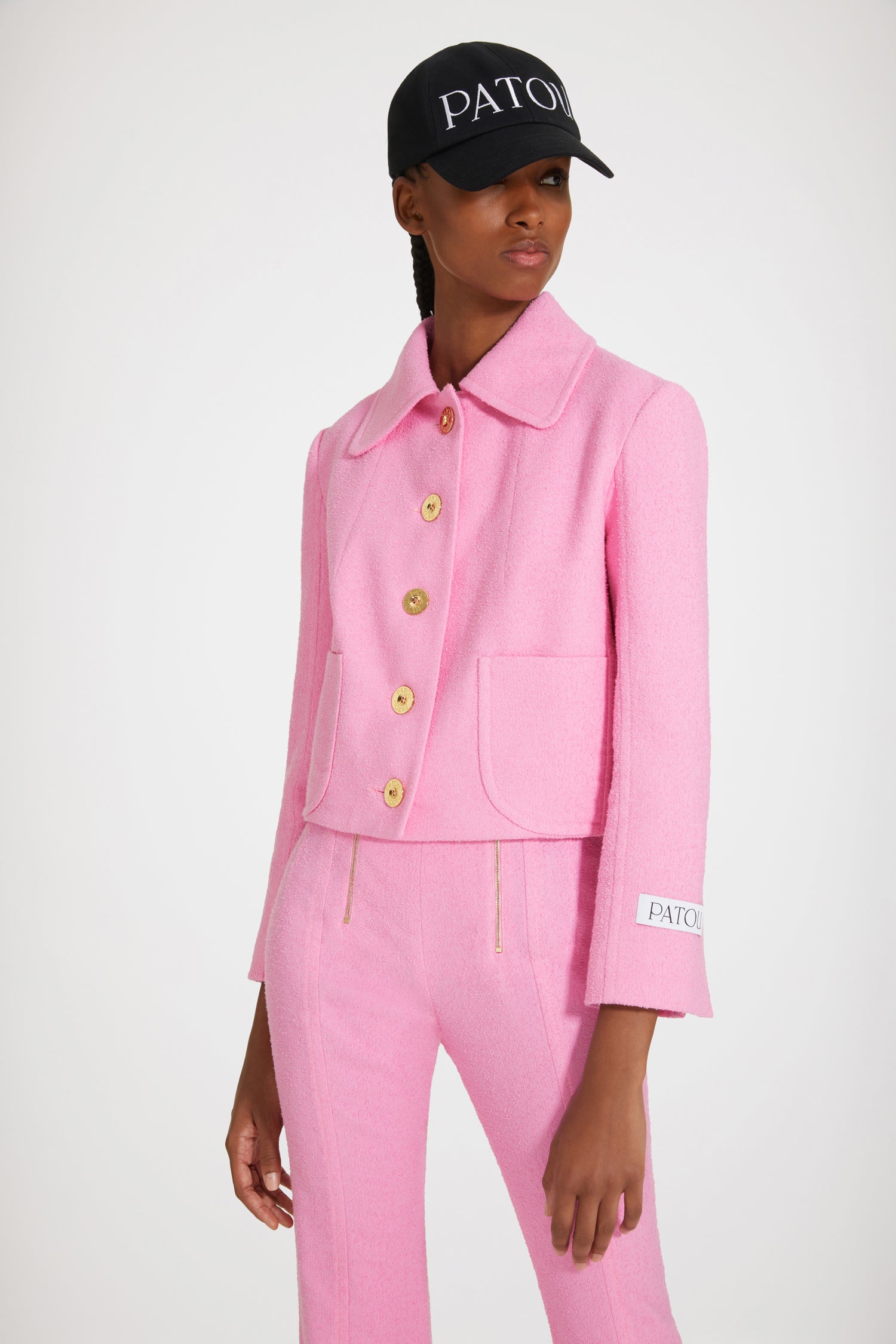 Patou JA031 veste tweed coton Begonia Pink courte