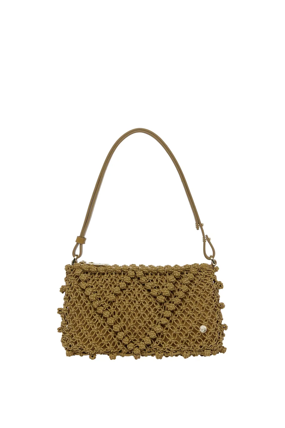 Alemäis Leather Macrame Pochette cuir olive