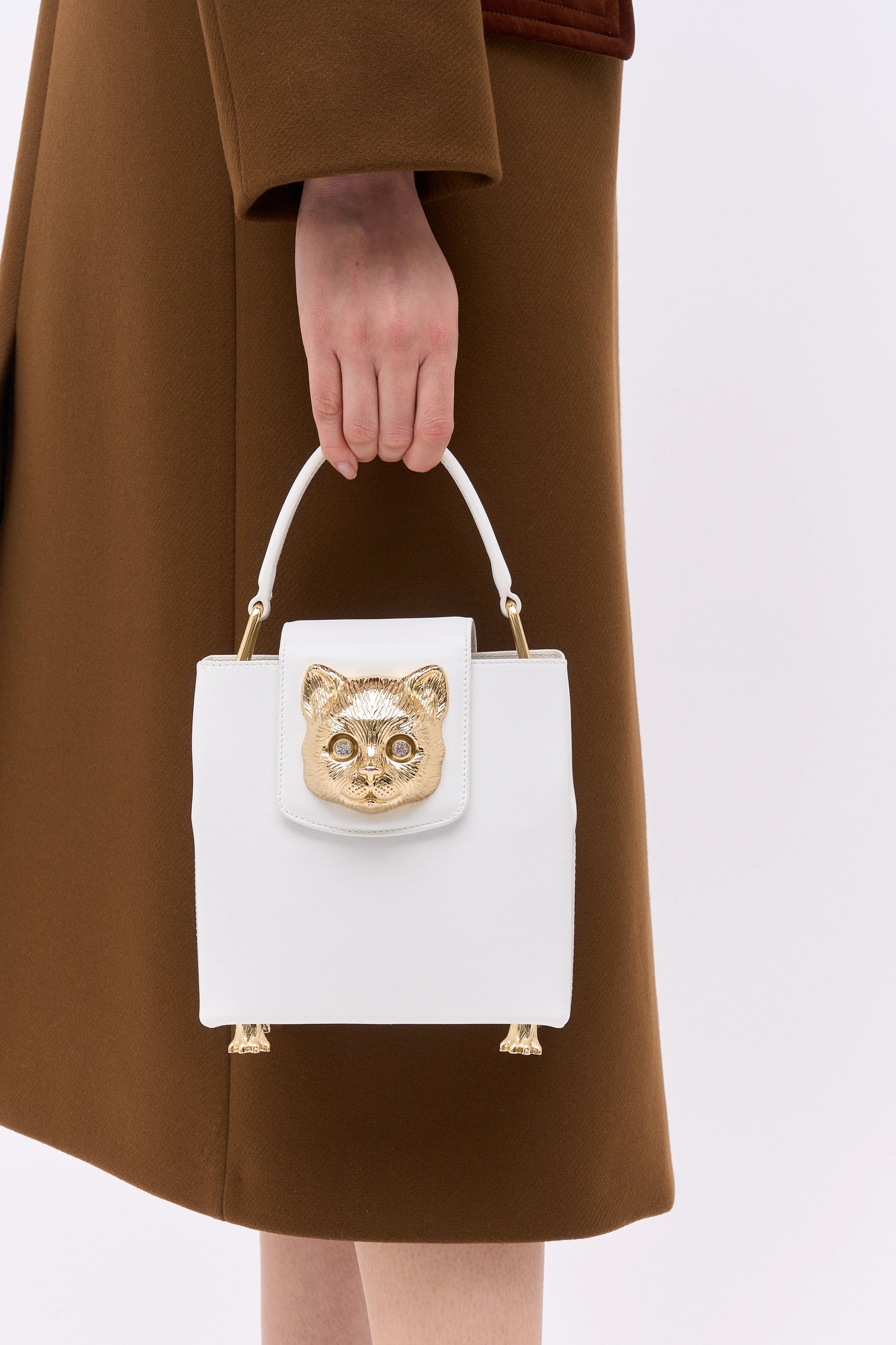 Paul & Joe Charlotte sac cuir blanc tête de chat 17,5 cm