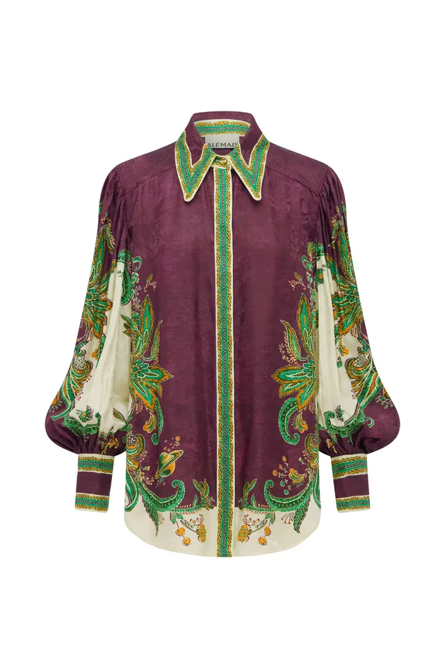 Alemäis Ruthie chemise jacquard viscose soie paisley