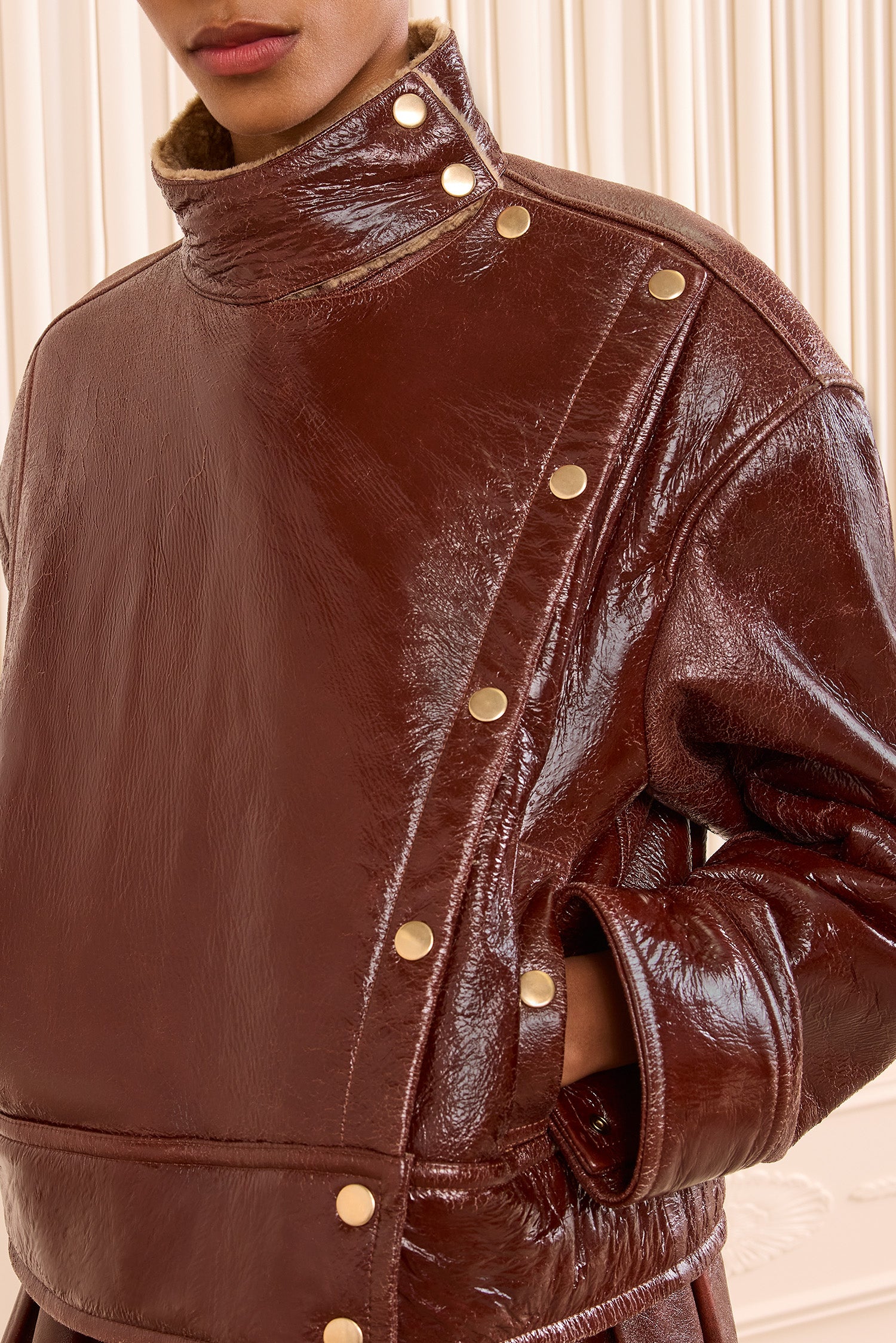 Ulla Johnson Honora veste cuir cognac agneau cropped