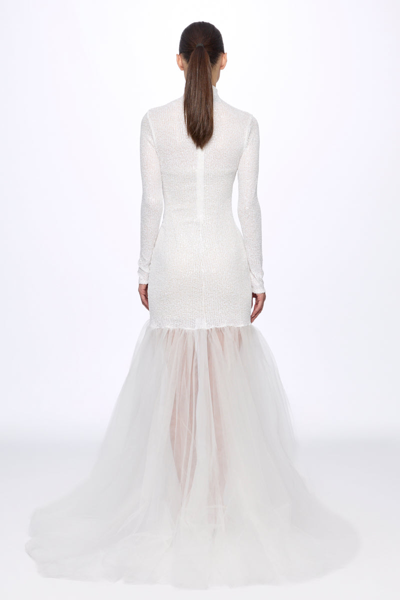 ATU Body Couture Sequins robe sequins blanche tulle taille S