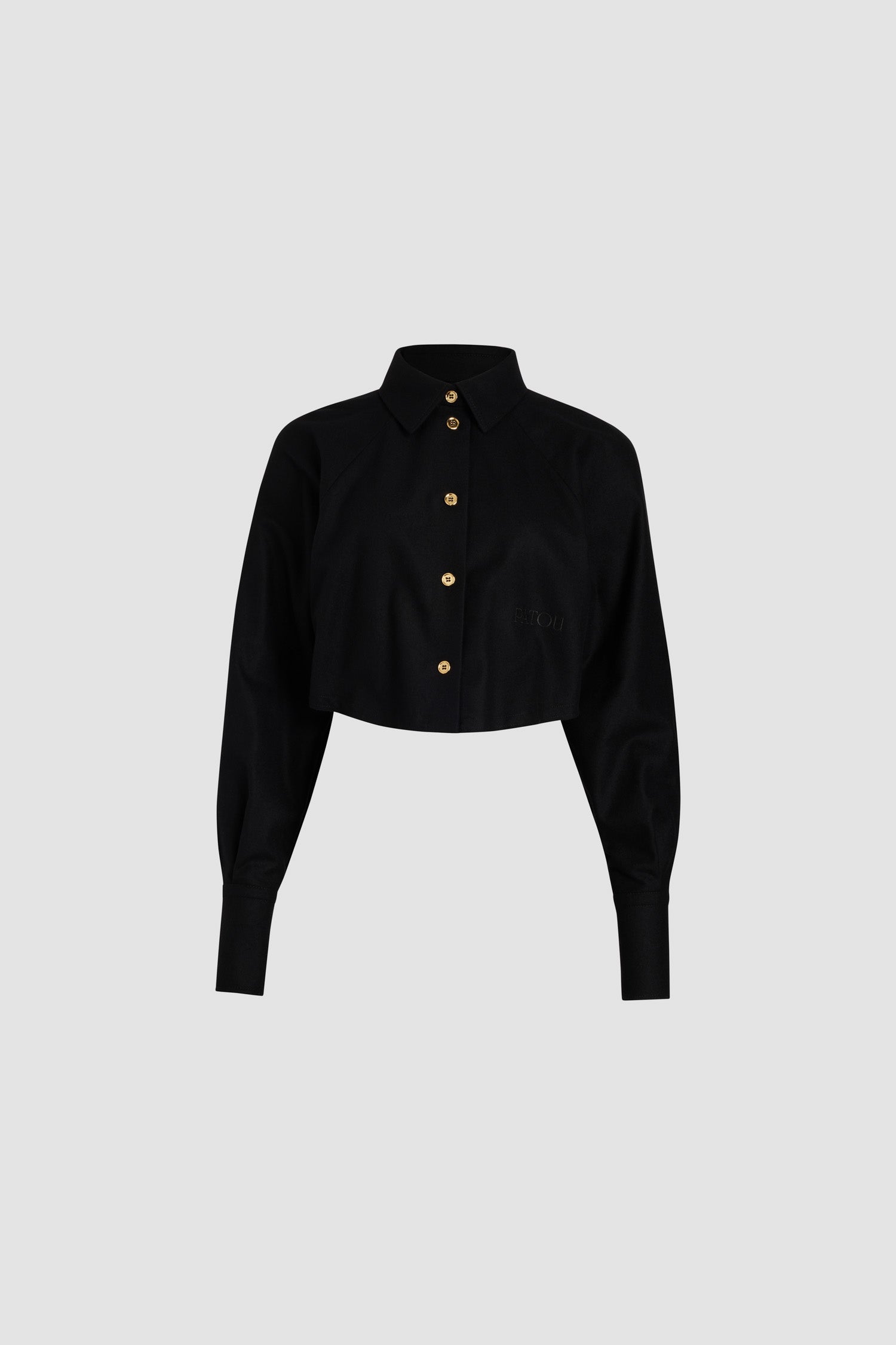 Patou BL033 chemise cropped noire flanelle laine