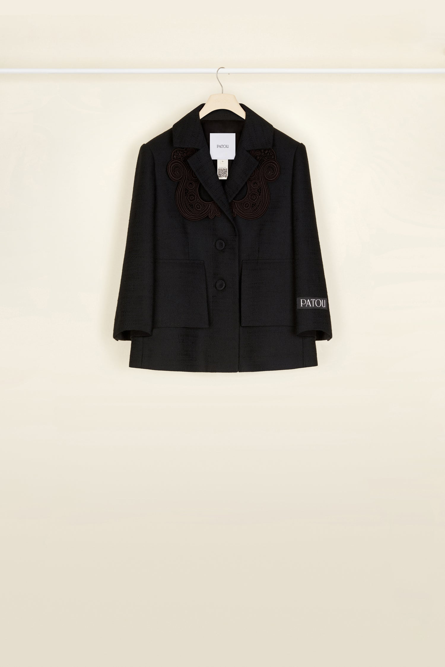 Patou JA018 veste tweed guipure noire 34-44