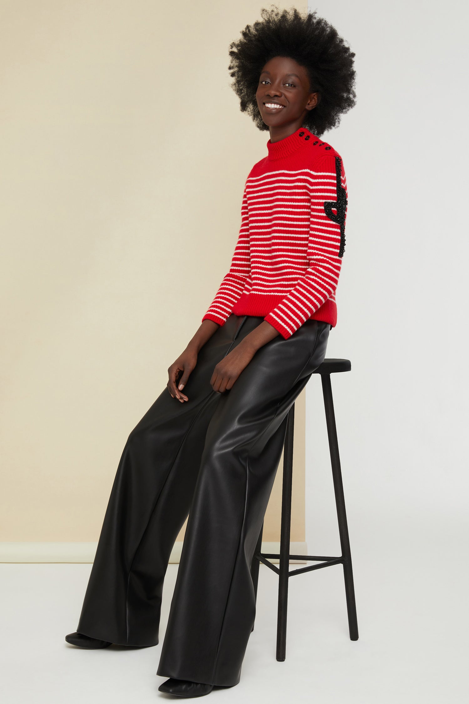 Patou KN003 pull marinière agneau poppy