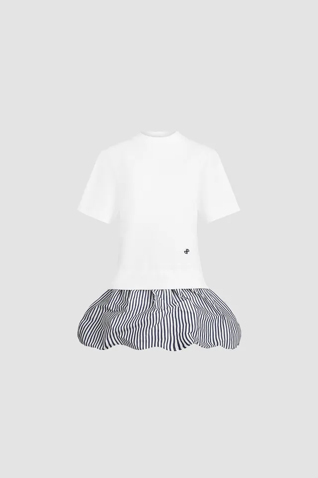 Patou JE226 robe coton bio blanche rayures offshore
