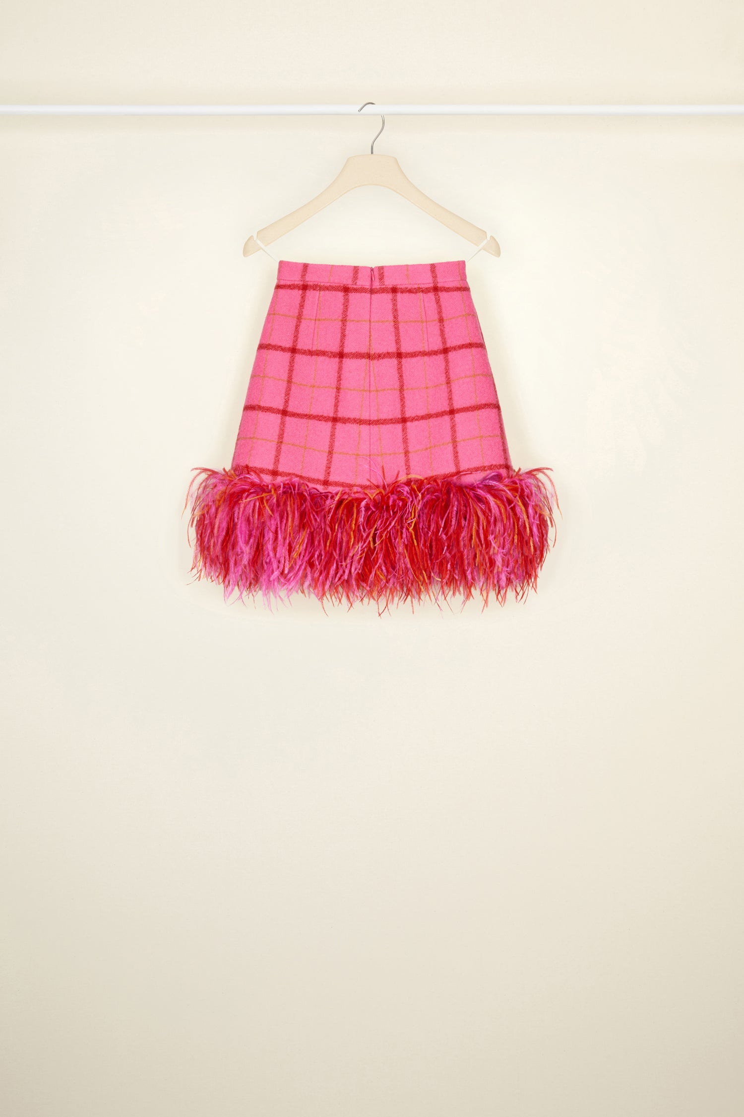 Patou A21SK02200965032 mini jupe Pink Checkerboard plumes