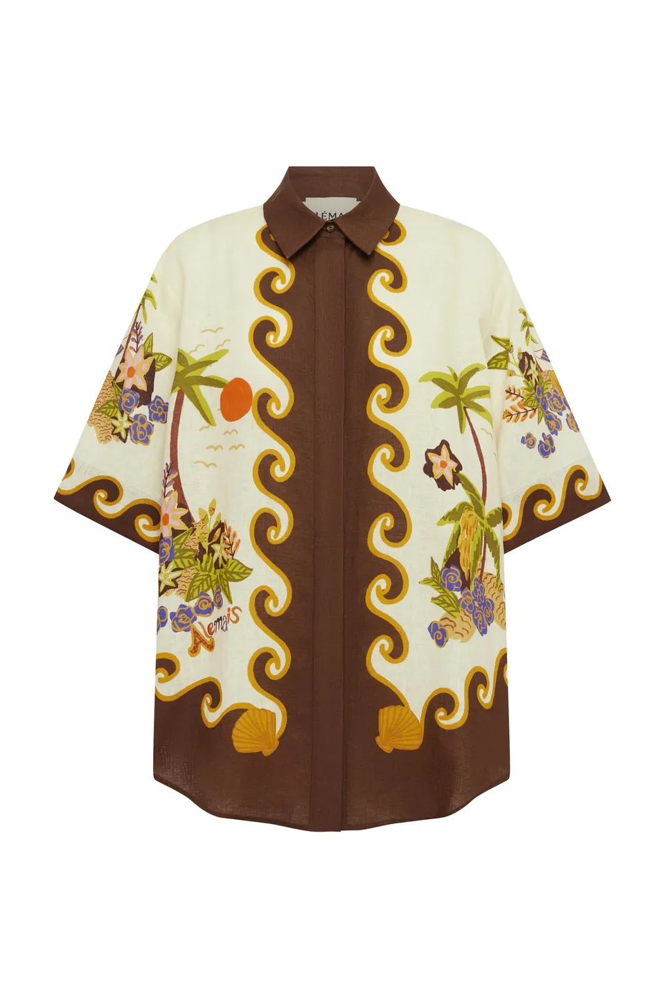 Alemais Island Cove chemise lin ample imprimé
