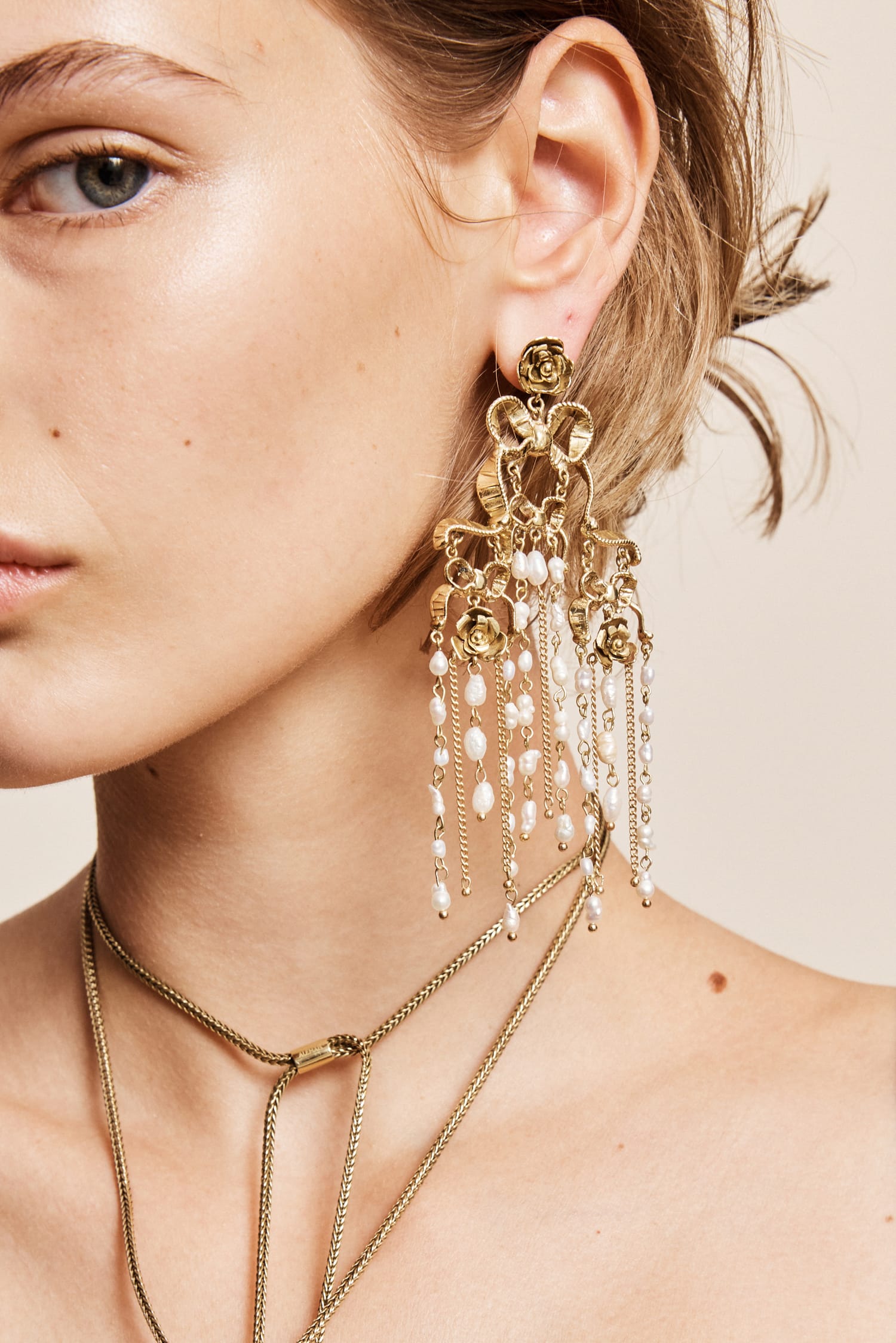 Alemäis Django Bow Pearl boucles dorées perles