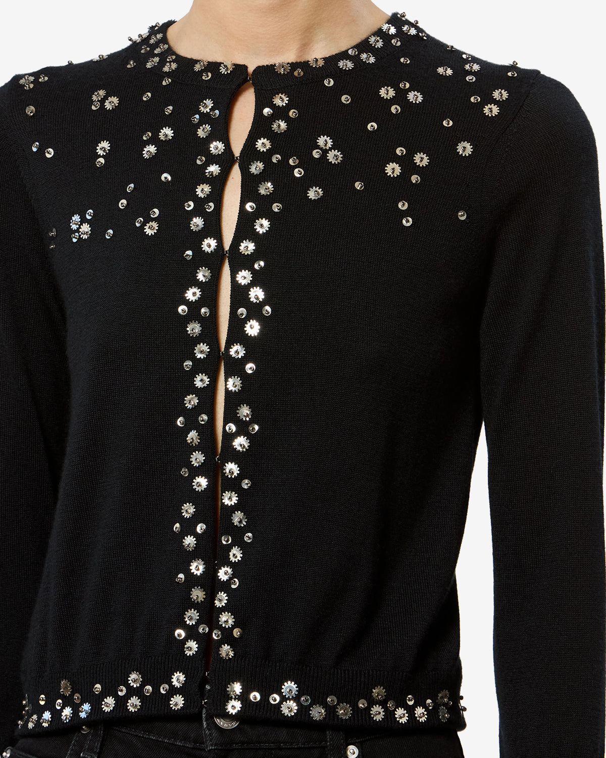 Isabel Marant Amaria cardigan soie noir sequins