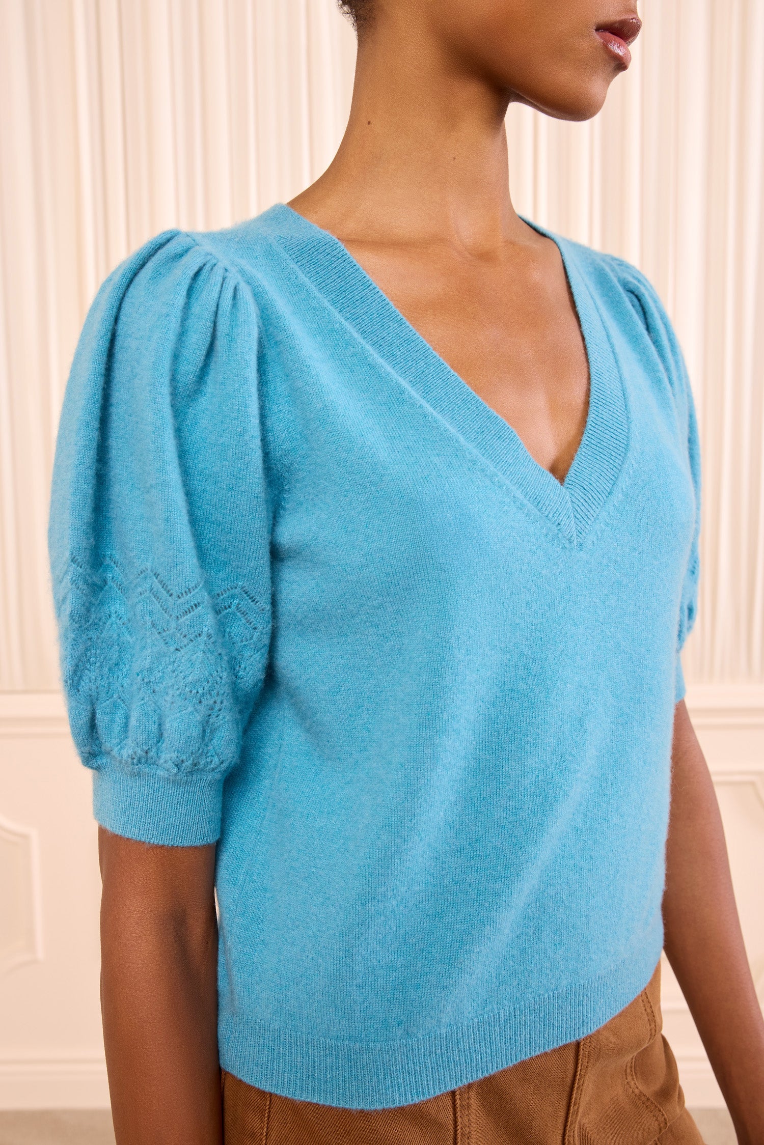 Ulla Johnson Reina Top Cachemire Bleu Cerulean
