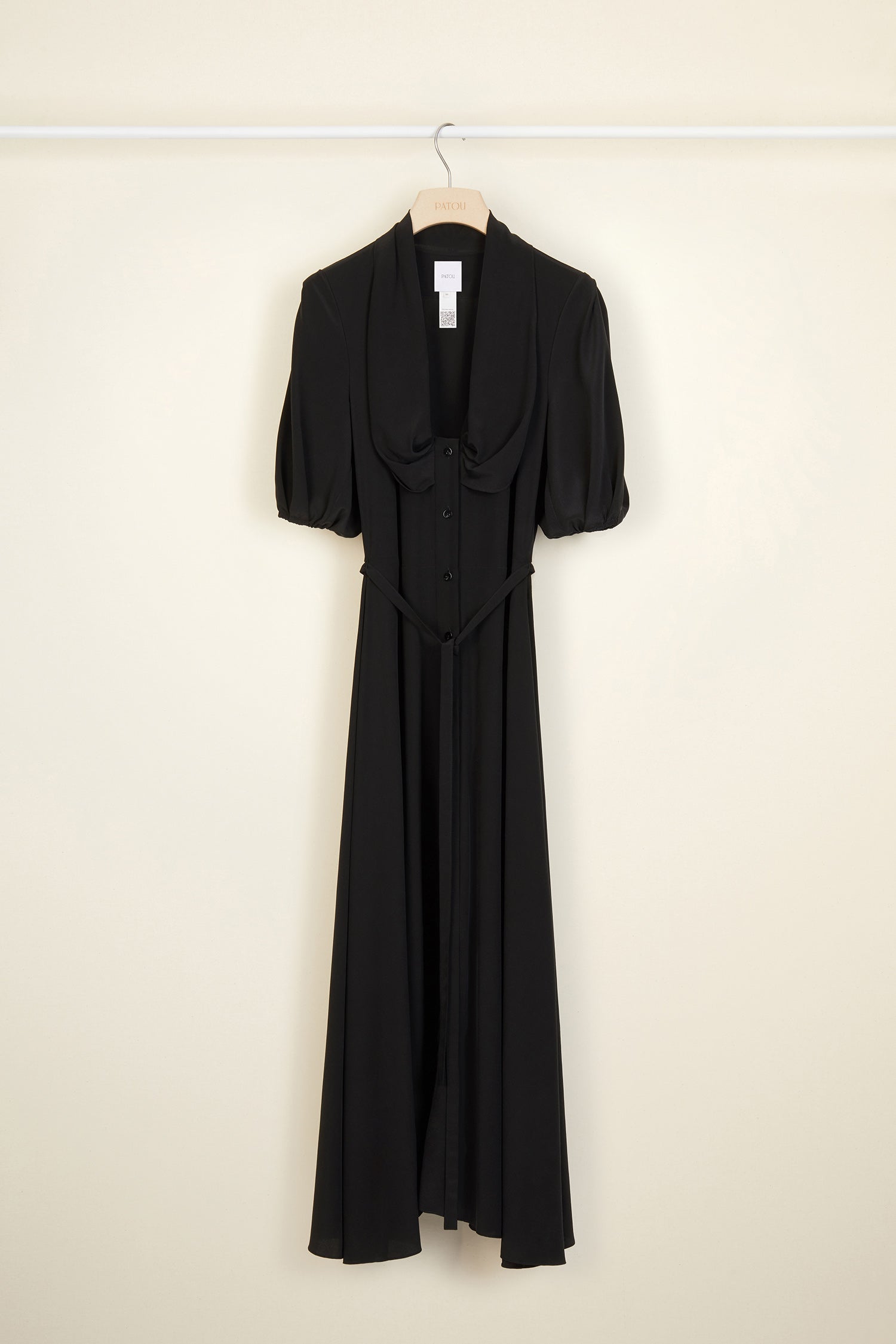 Patou DR035 robe chemise soie Noire 40 midi