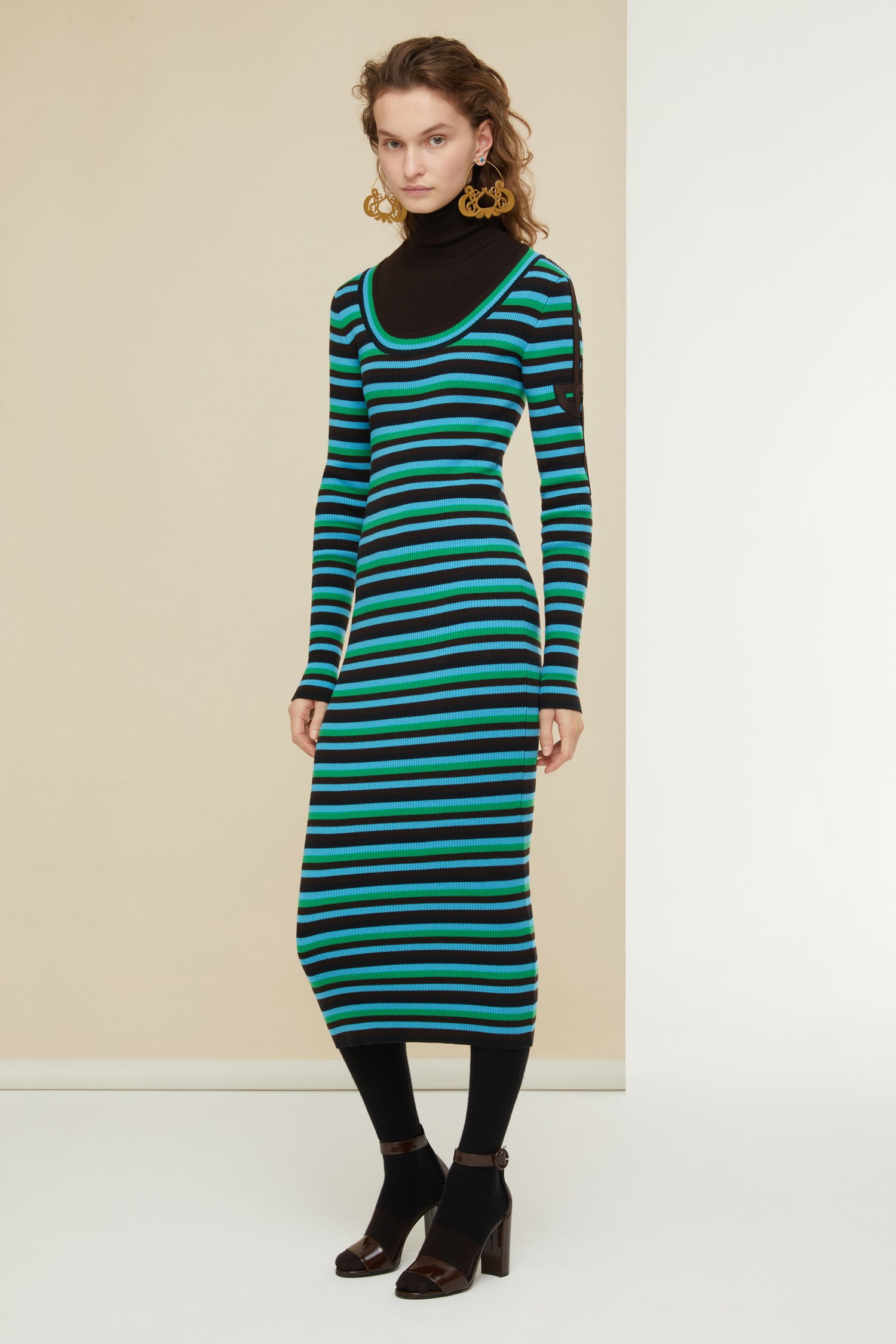 Patou Dresses A21KN0578040701G robe midi verte rayée XS-XL