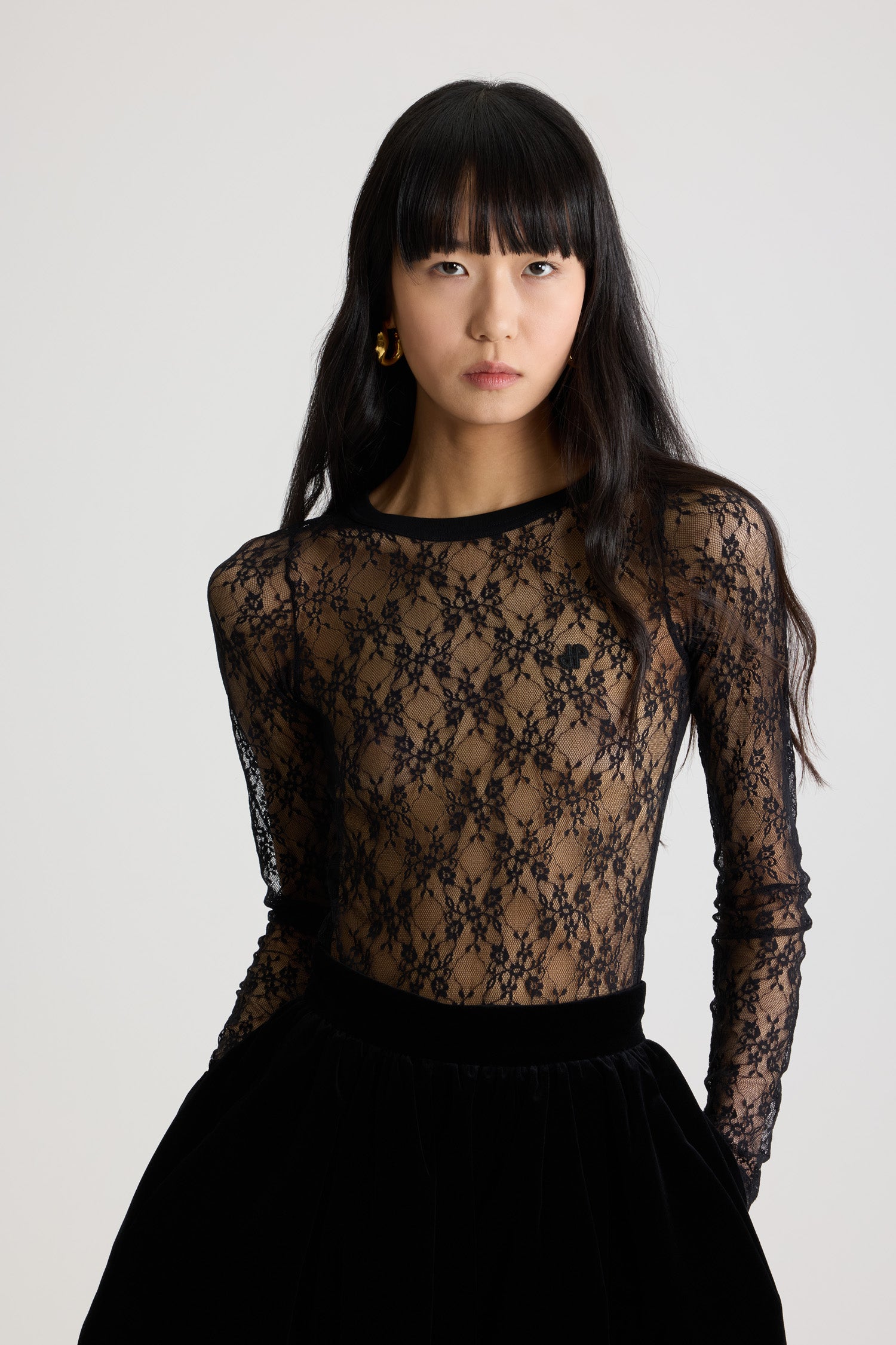 Patou JE176 top jersey dentelle noire seconde peau