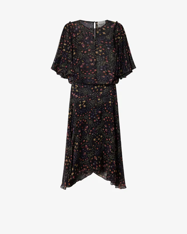 Isabel Marant Firda robe midi noir et écru mousseline