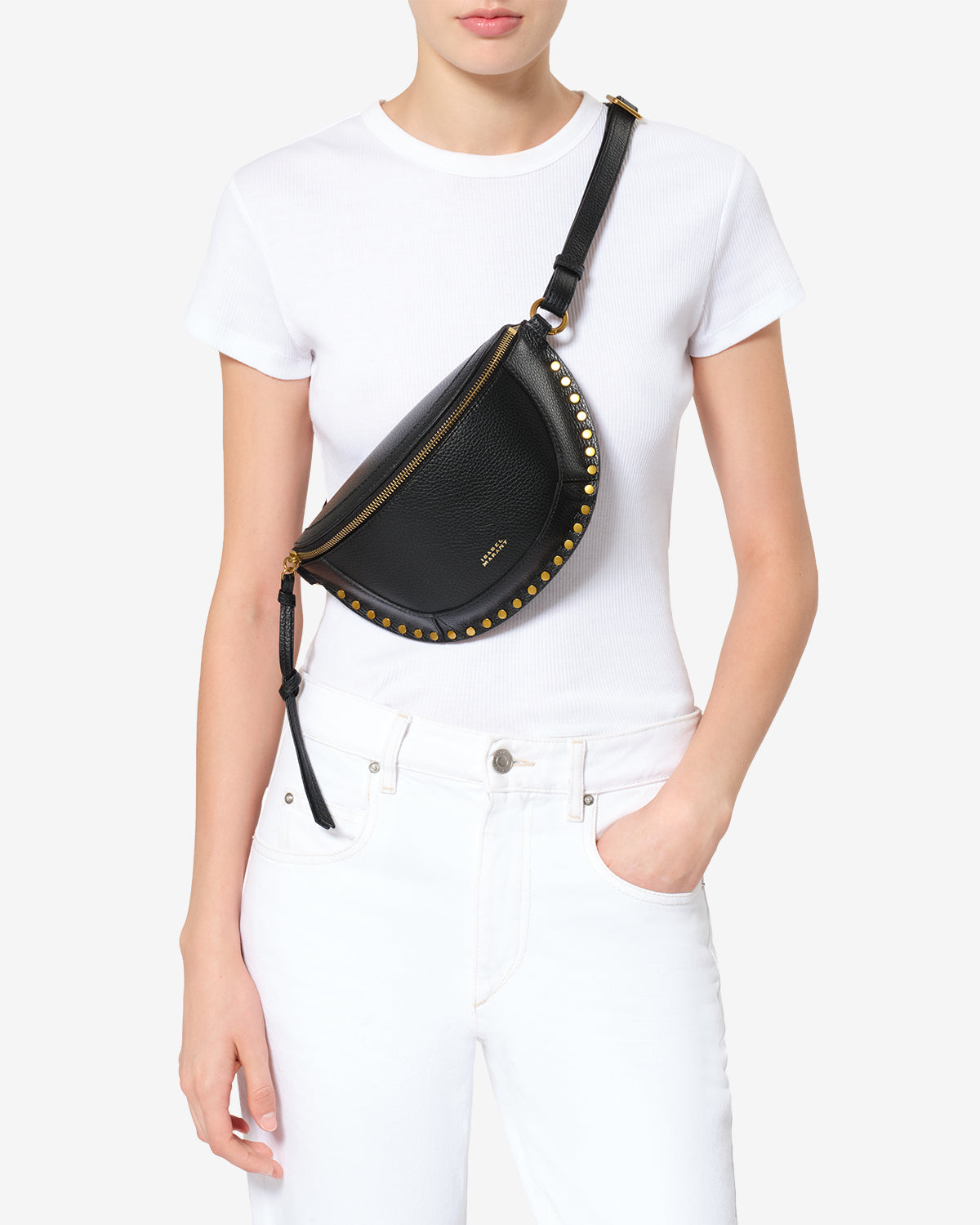 Isabel Marant Skano banane cuir grainé noir