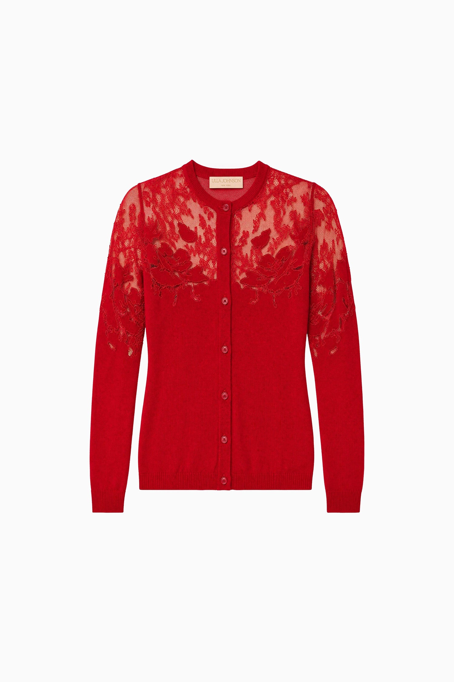 Ulla Johnson Talia gilet dentelle Cerise 100% merinos
