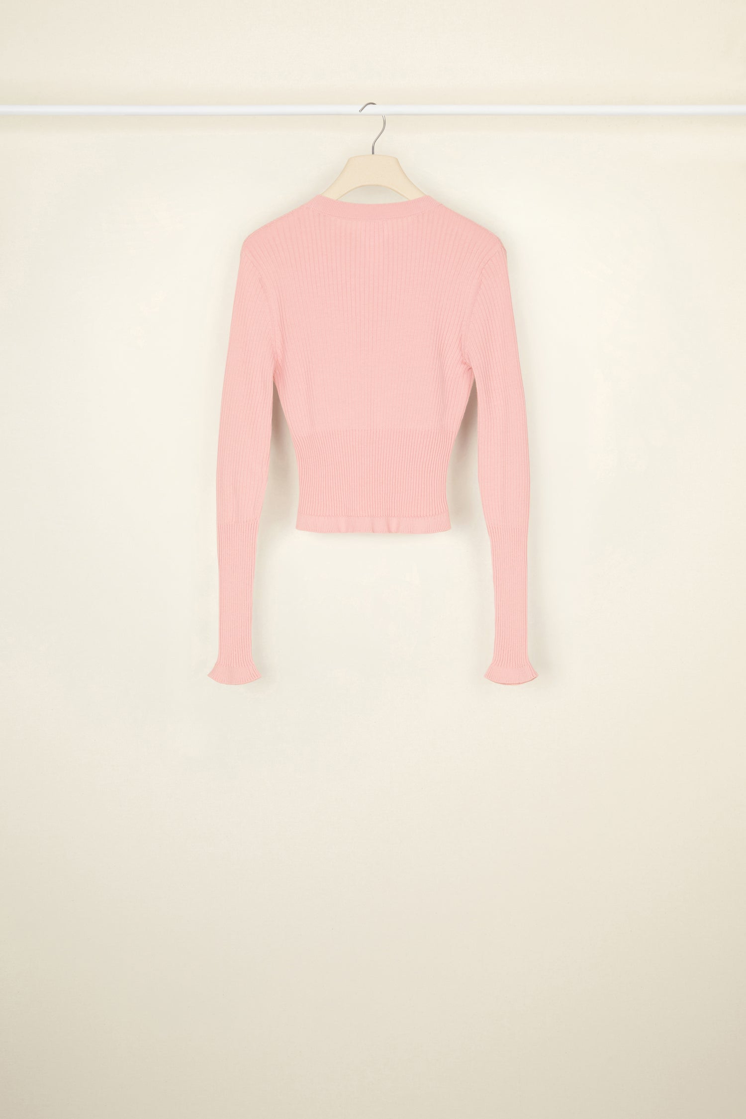 Patou Fitted pull coton bio côtelé rose Antique Pink