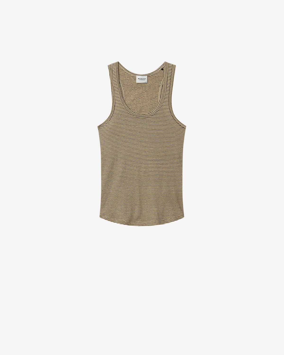 Isabel Marant Thea débardeur coton lin rayé noir-beige