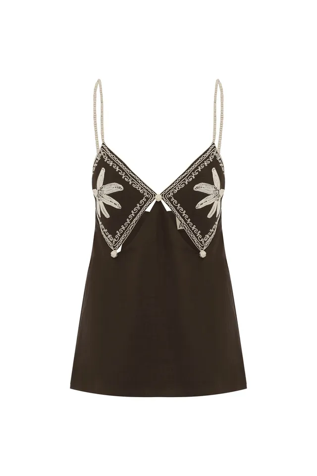 Alemaïs Leandra Corded Cami Top caraco ramie brodé