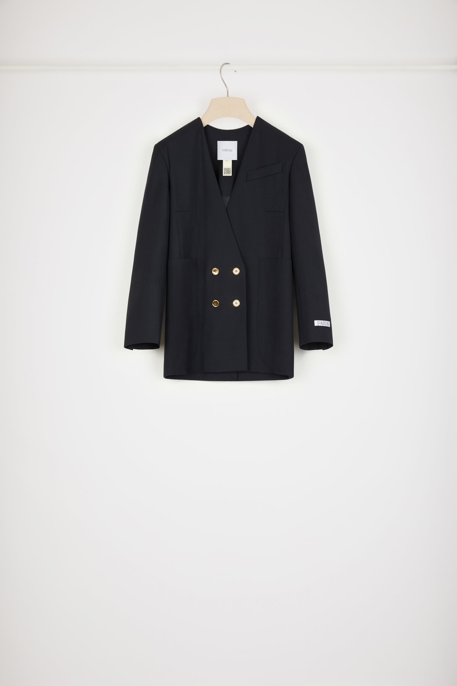 Patou P23JA0020103698N veste bleu marine laine croisée