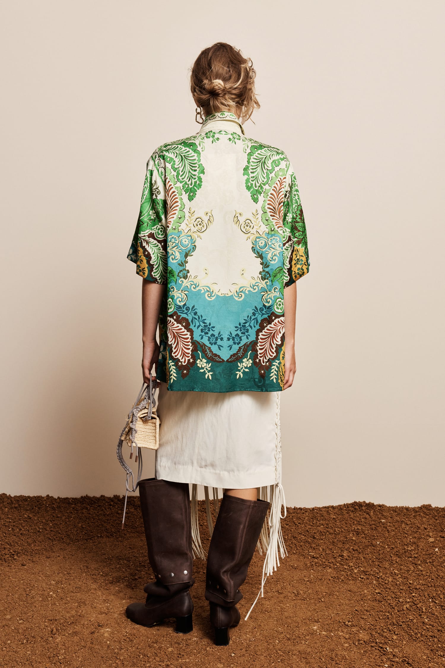 Alemais Florence chemise satin jacquard à foulard